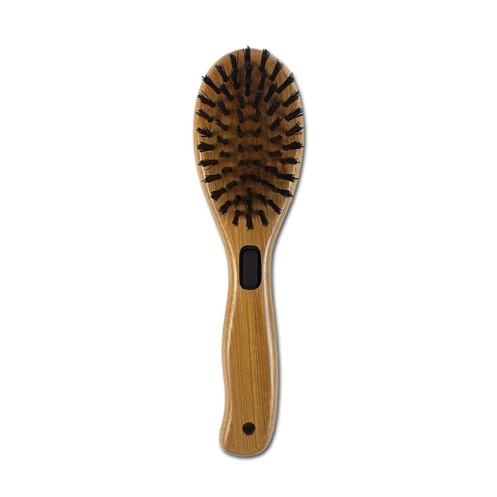 Bamboo Groom Small/Medium Combo Brush With Bristles & Stainless Steel Pins