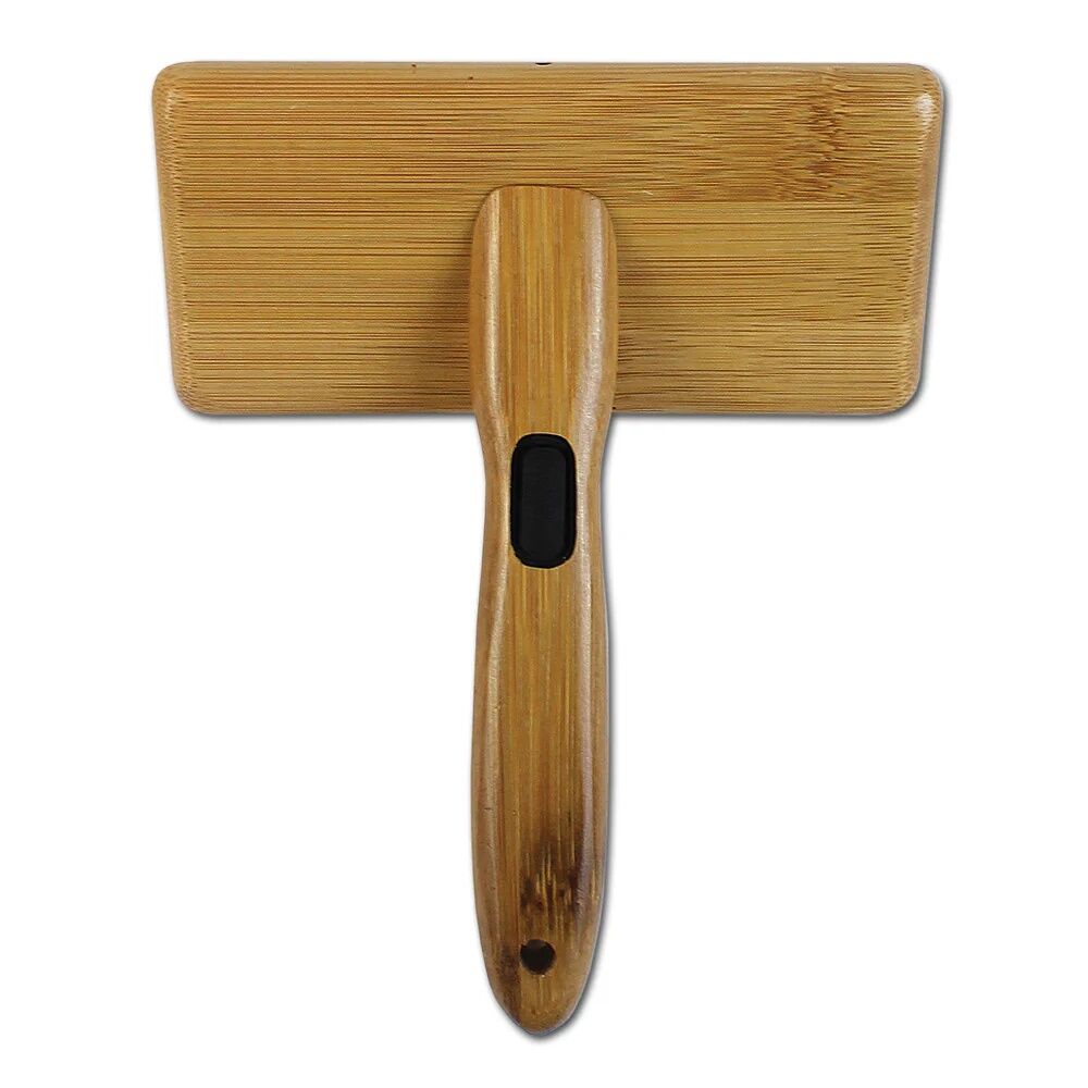 Bamboo Groom Slicker Brush With Stainless Steel Pins, Large