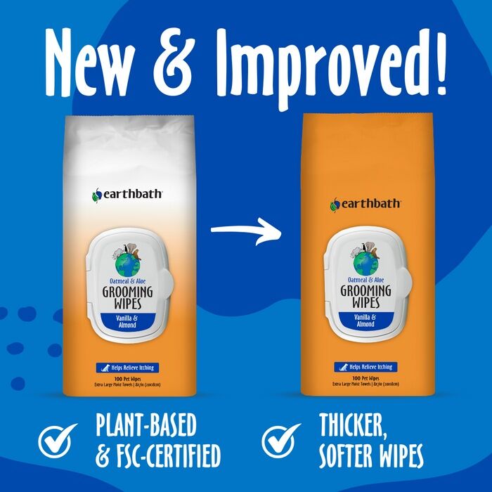 EarthBath Oatmeal & Aloe Grooming Wipes, 100-Pk