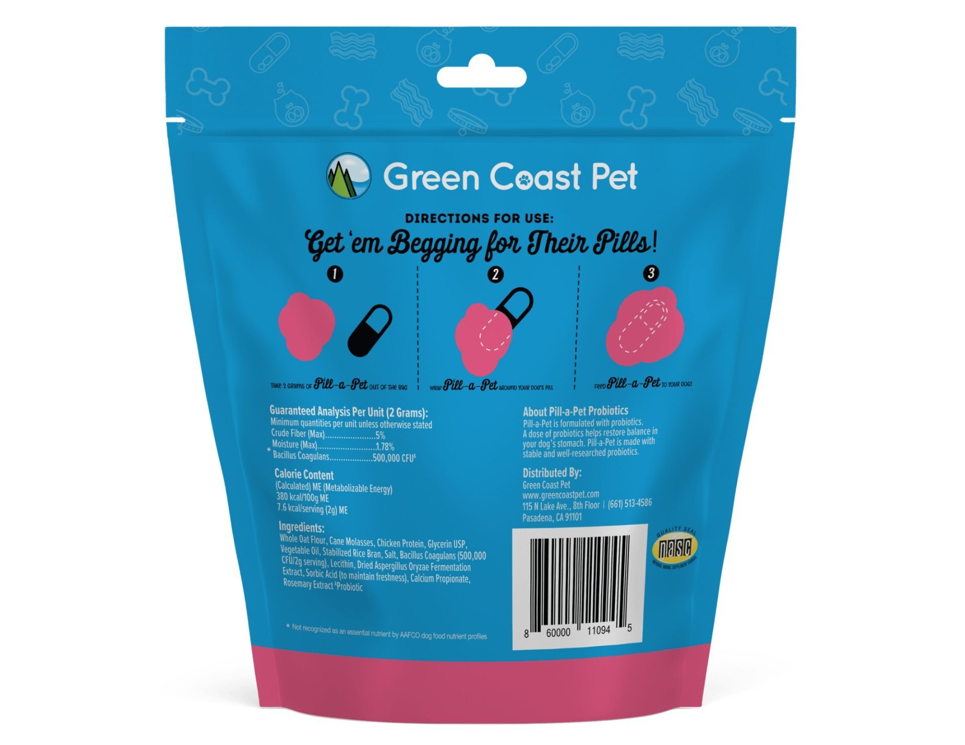 Green Coast Pet Pill a Pet Bacon Flavor, 60-Pk