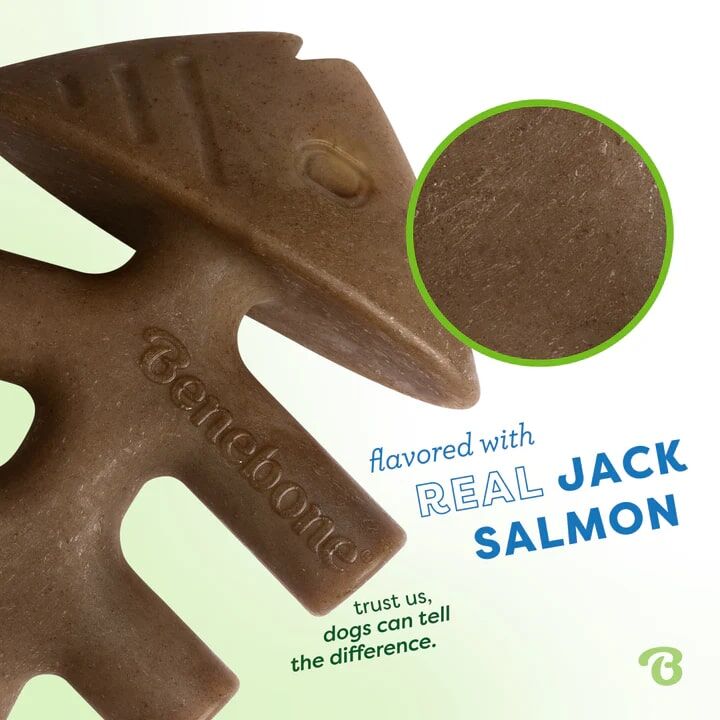 Benebone Tiny Jack Salmon Fishbone Dog Chew Toy, 2-Pk