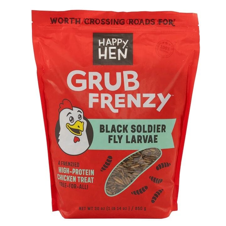 Happy Hen Grub Frenzy Black Soldier Fly Larvae Chicken Treat, 30-Oz