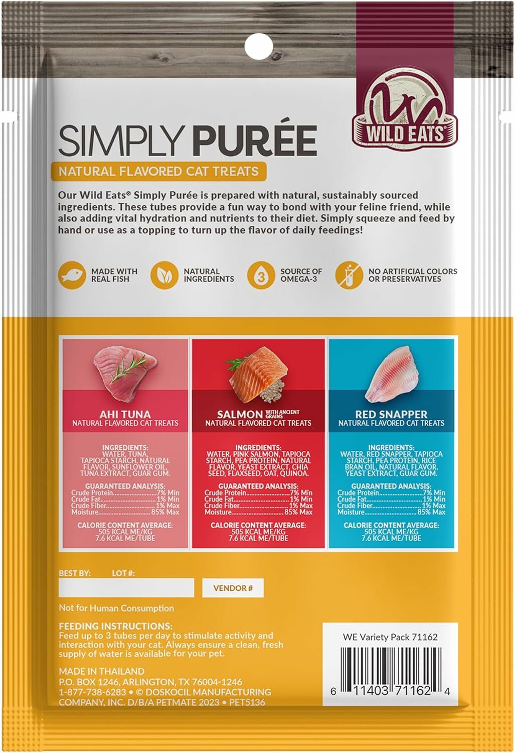 Wild Eats Simply Puree Cat Treats Variety Pack