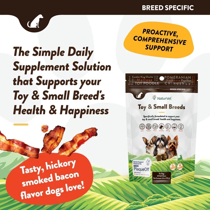 NaturVet Breed Specific Toy & Small Breed Dogs Soft Chews, 60-Ct