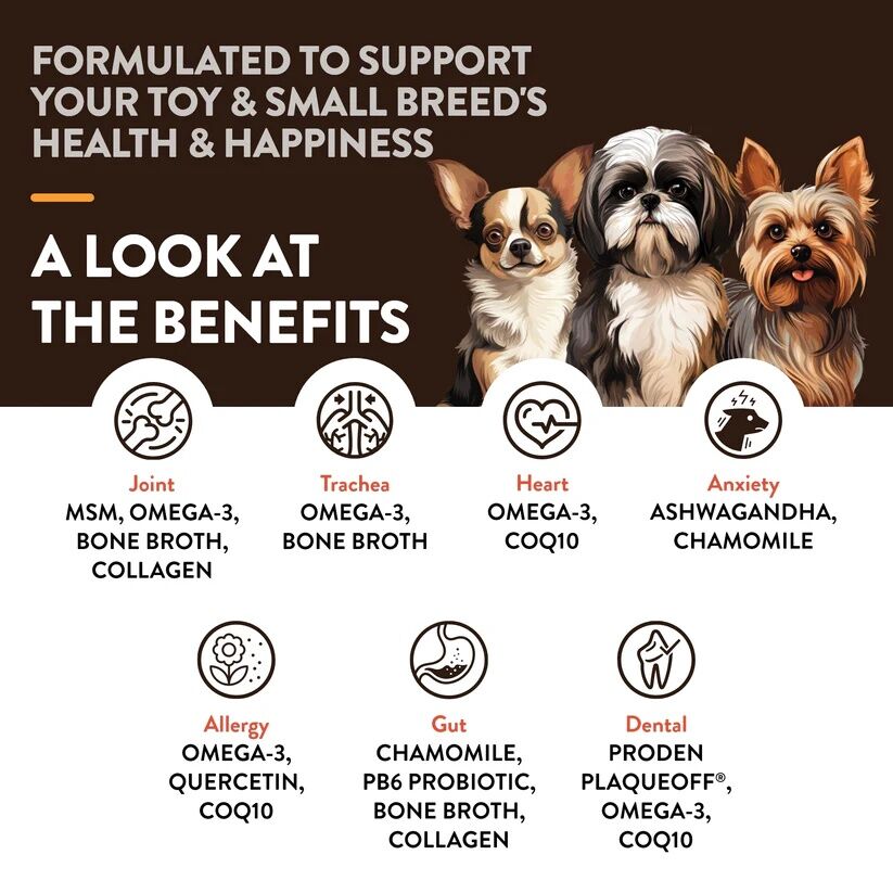 NaturVet Breed Specific Toy & Small Breed Dogs Soft Chews, 60-Ct