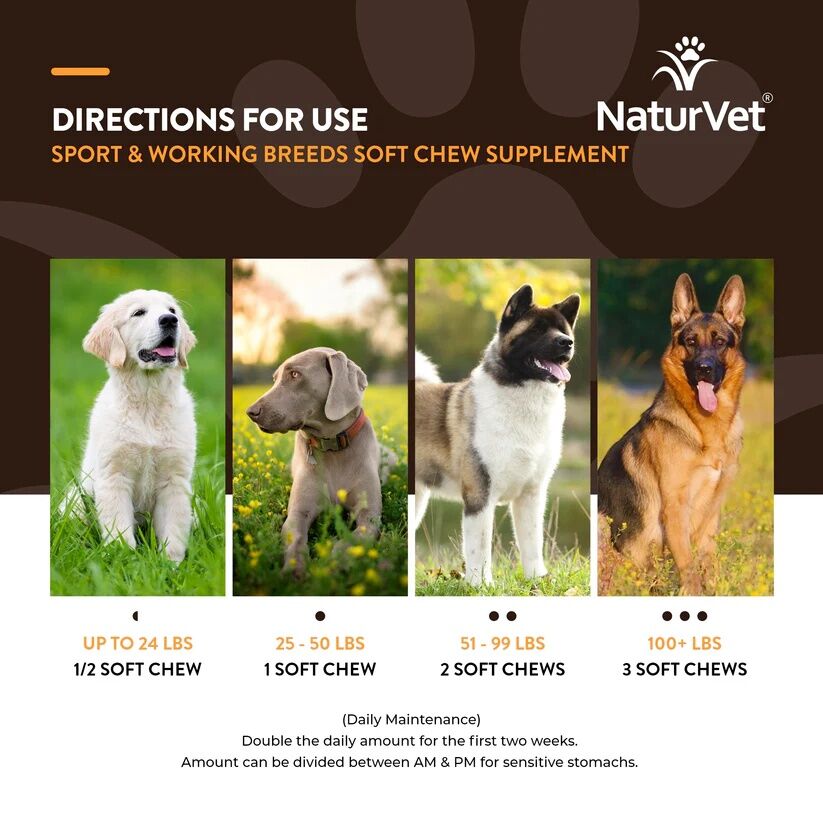 NaturVet Breed Specific Sport & Working Breed Dogs Soft Chews, 50-Ct