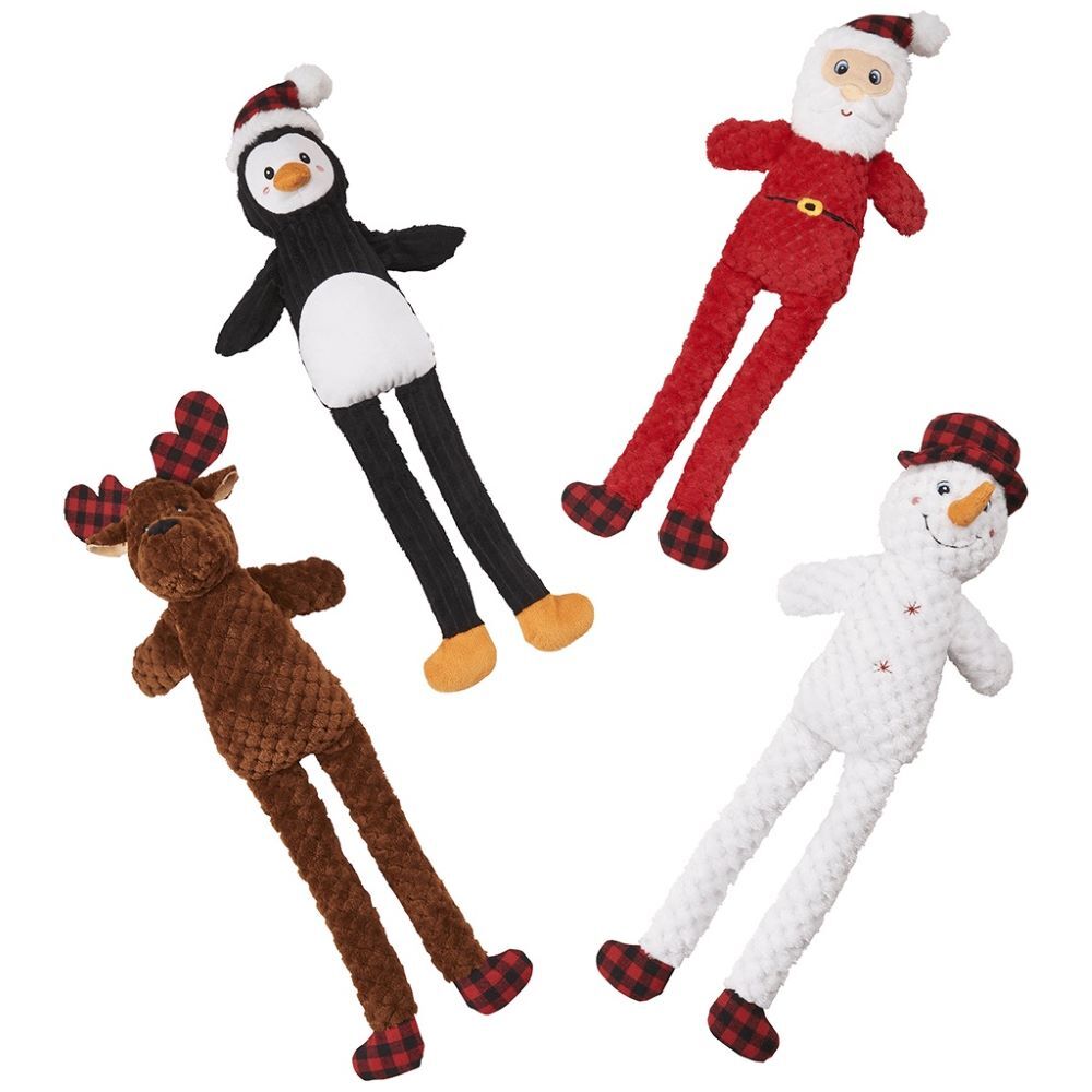 SPOT Holiday Plaid Long Legs Assortment Dog Toy, 23-In