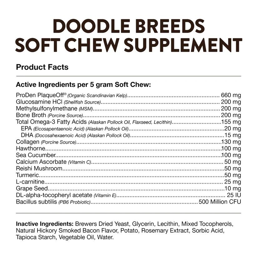 NaturVet Breed Specific Doodle Breed Dogs Soft Chews, 50-Ct