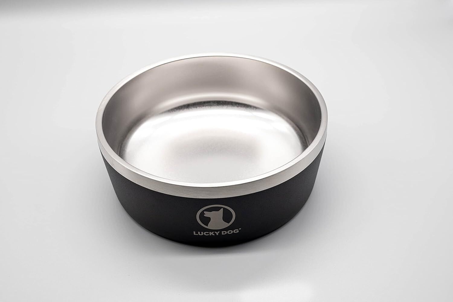 Lucky Dog Indulge 5 Black Double Wall Stainless Steel Dog Bowl, 40-Oz