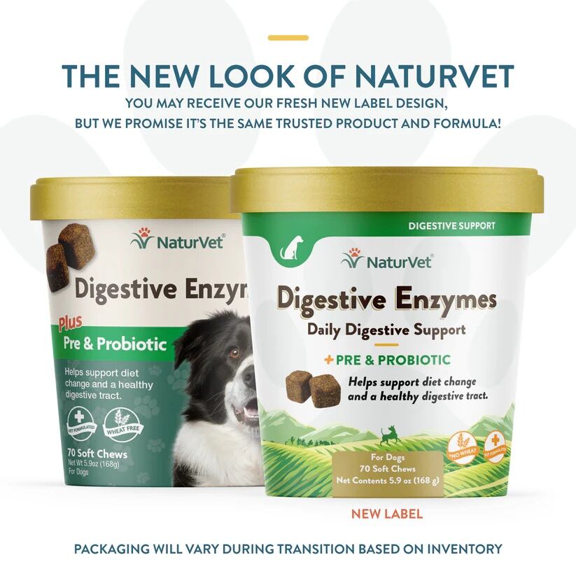 NaturVet Digestive Enzymes Soft Chews With Prebiotics & Probiotics, 70-Ct