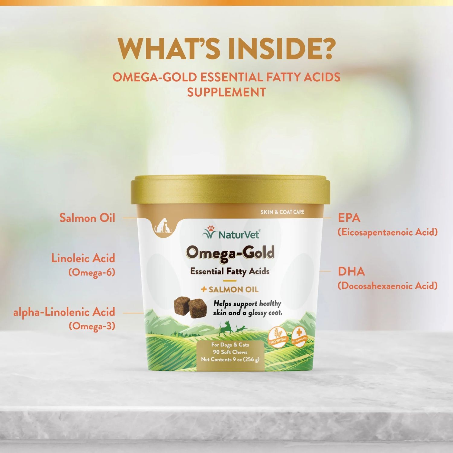 NaturVet Omega-Gold With Salmon Oil Dog/Cat Supplement, 90-Ct