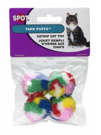 SPOT Kitty Yarn Puffs Cat Toy, 4-Pk