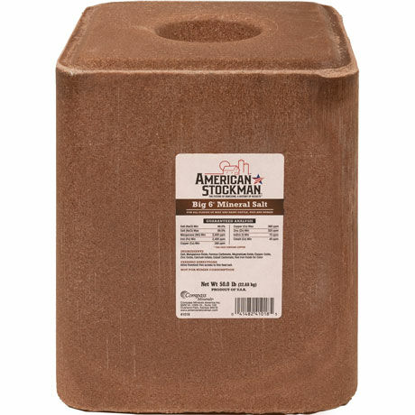 American Stockman Big 6" Mineral Salt Block - 50 lb