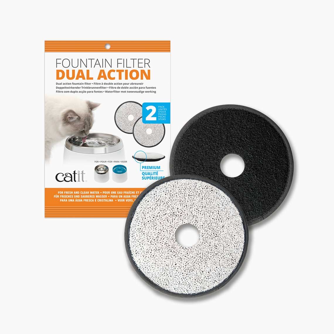 Catit Dual Action Water Fountain Filter, 2-Pk
