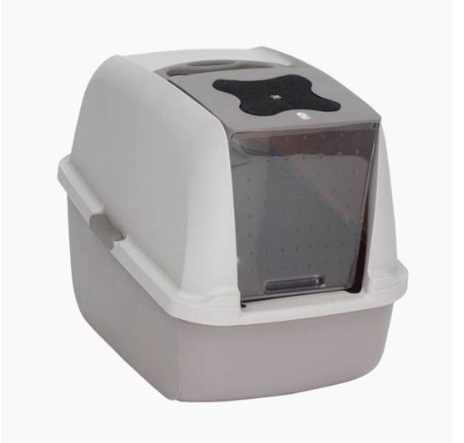 Catit Hooded Grey Cat Litter Box, 22 2/5-In x 18 3/10-in x 15 3/10-In