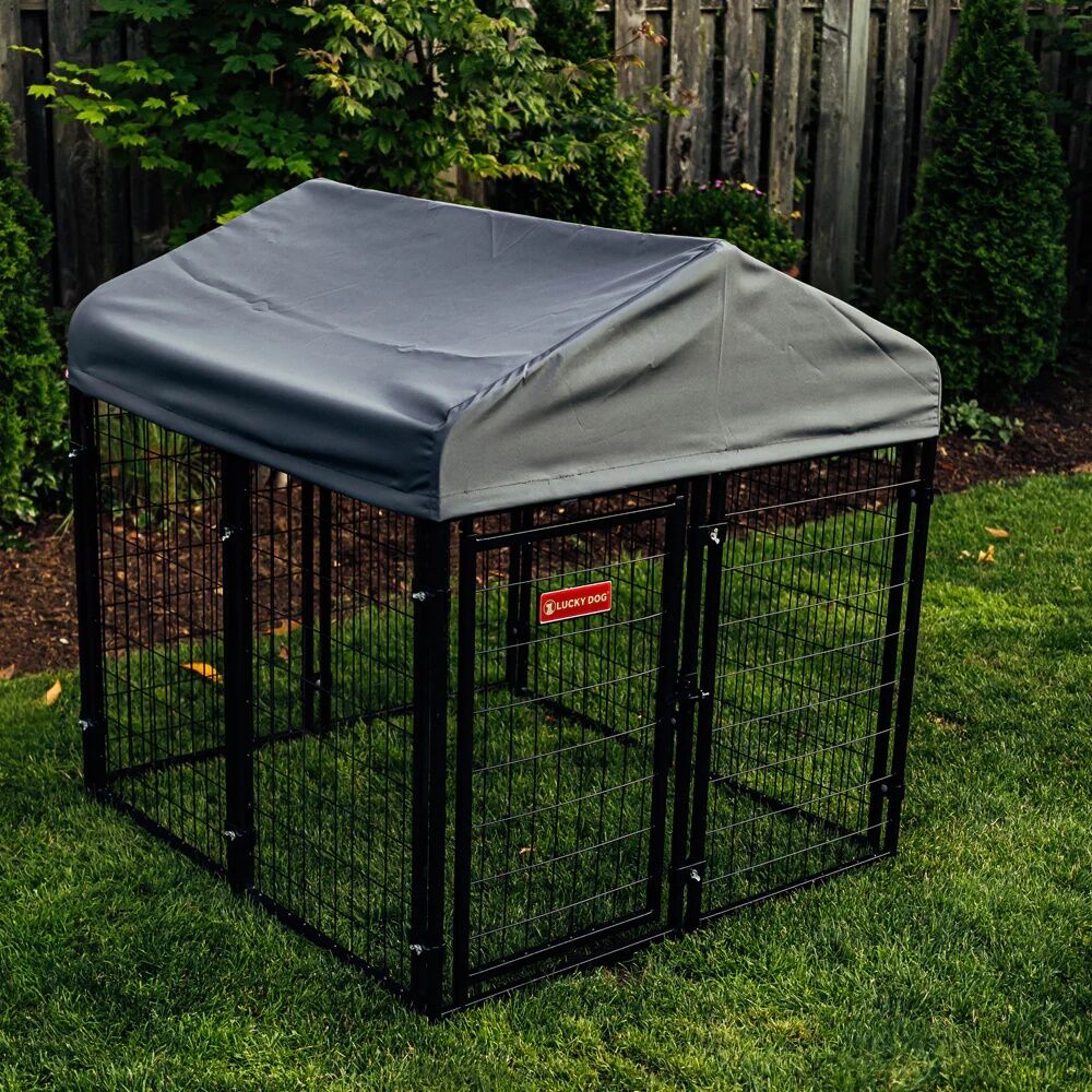 Lucky Dog Stay Series Steel Grey Studio Jr. Kennel, 4 ft. x 4 ft. x 4.3 ft.