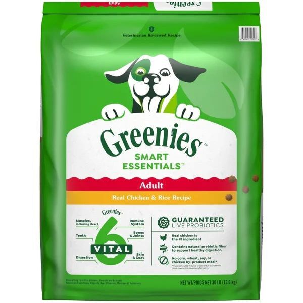Greenies Smart Essentials Adult High Protein Real Chicken & Rice Recipe Dog Food, 30-Lb