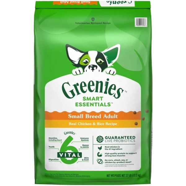 Greenies Smart Essentials Small Breed Adult Protein Real Chicken & Rice Dog Food, 27-Lb