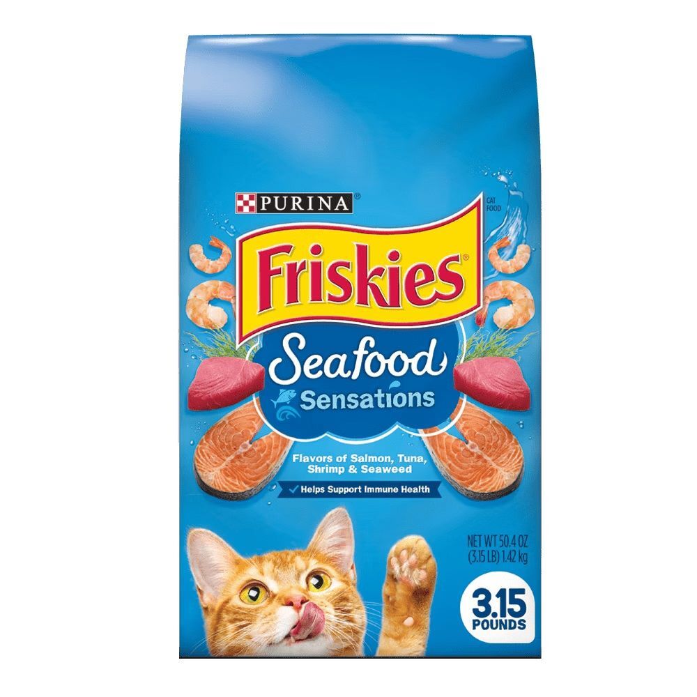 Purina Friskies Seafood Sensations With Flavors of Salmon, Tuna, Shrimp & Seaweed Cat Food, 16 lb.