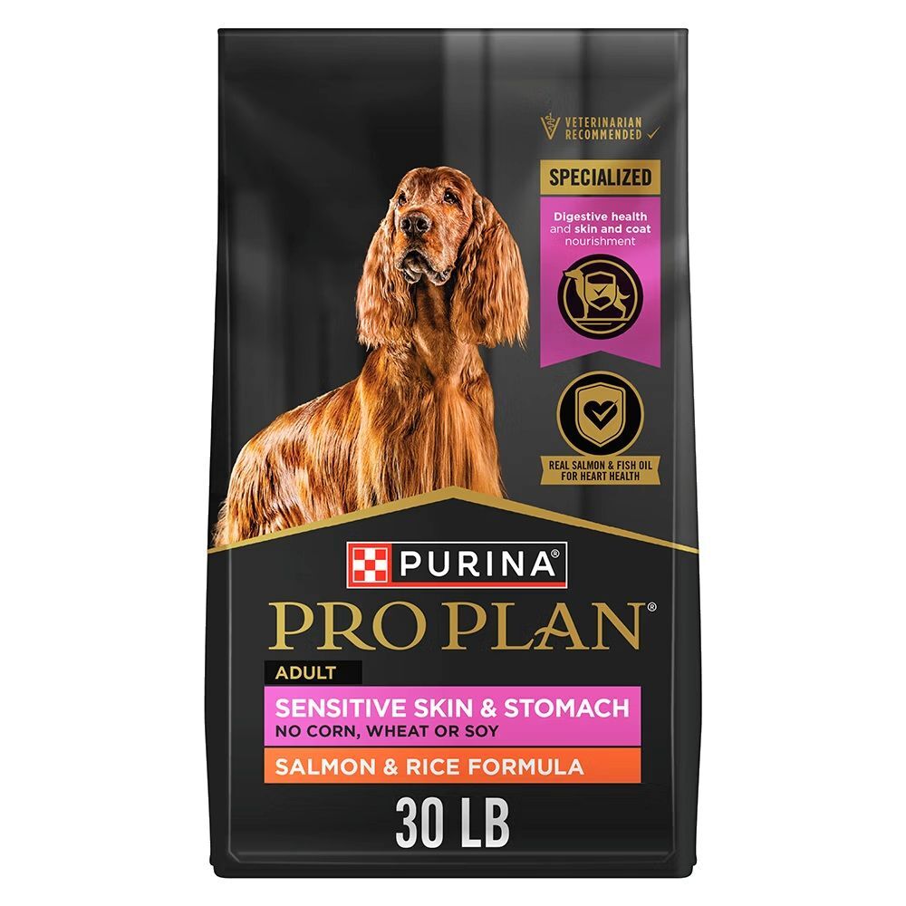 Purina Pro Plan Adult Sensitive Skin & Stomach Salmon & Rice Formula Dry Dog Food, 30-Lb