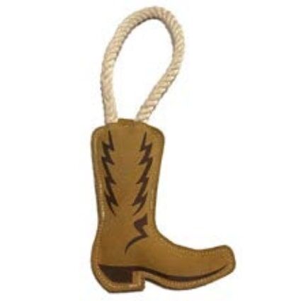 Territory Natural Leather Cowboy Boot Dog Toy
