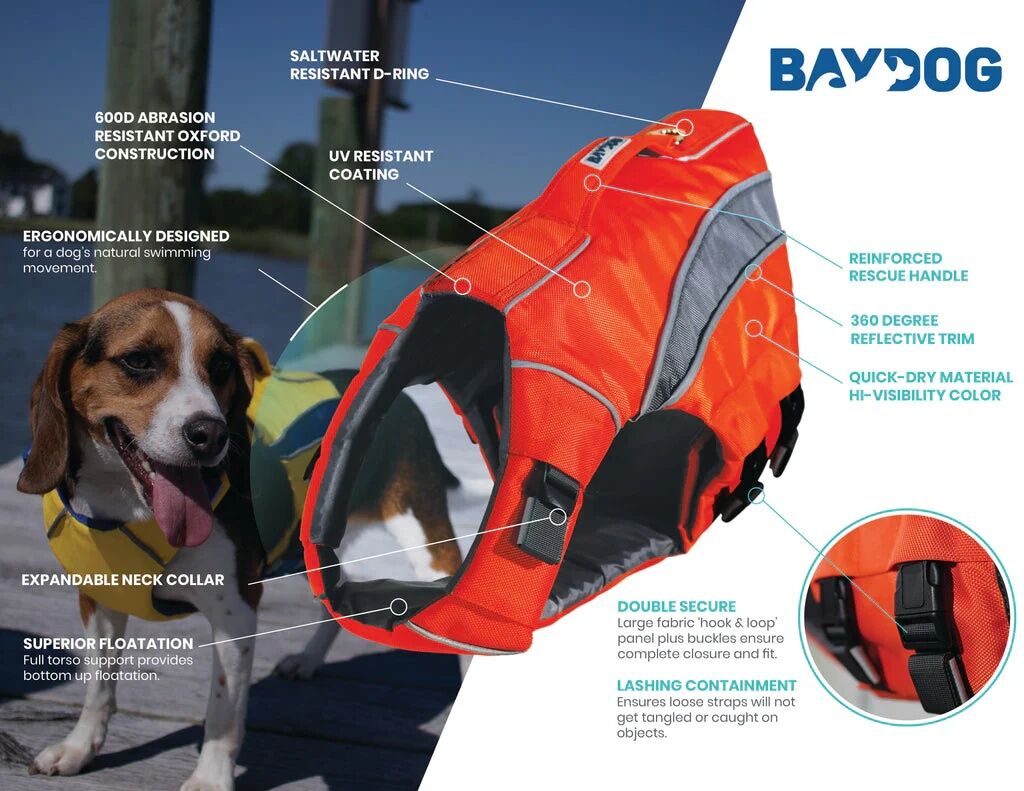 Baydog Orange Extra Large Monterey Bay Dog LifeJacket