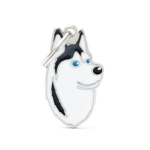 MyFamily Friends Black and White Siberian Husky ID Tag