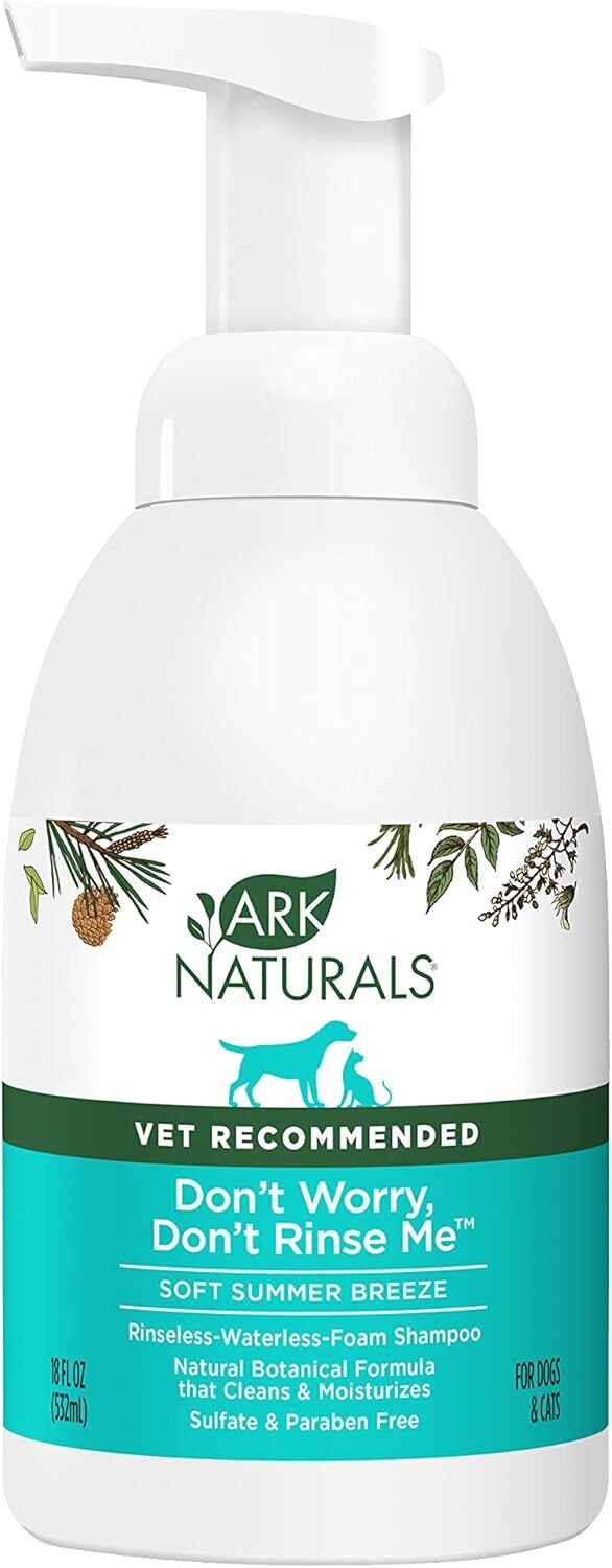 Ark Naturals Don't Worry Don't Rinse Me, Waterless No Rinse Shampoo for Dogs and Cats, 18-Oz