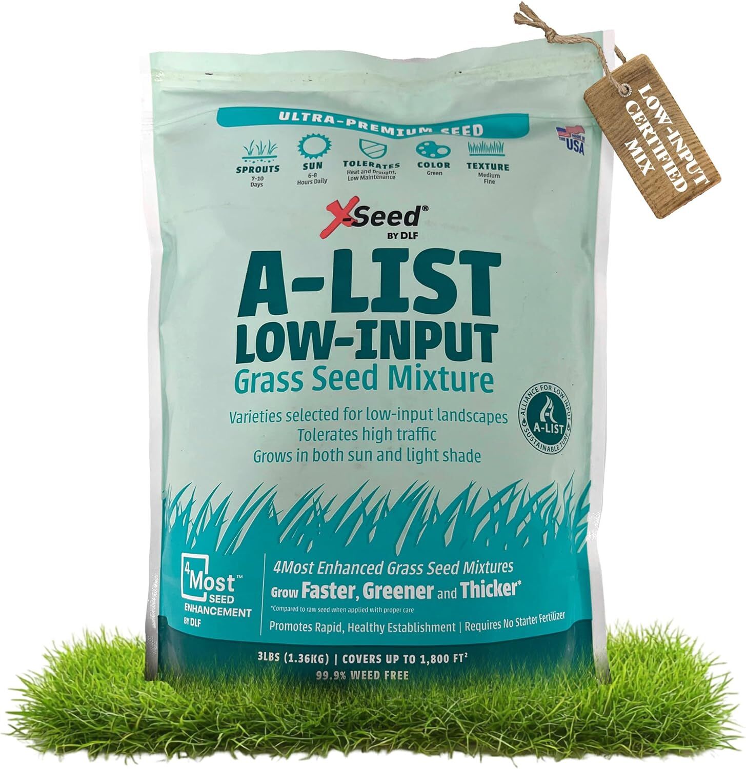 X-Seed A-List Low-Input Ultra-Premium Grass Seed Mixture, 3 lb.