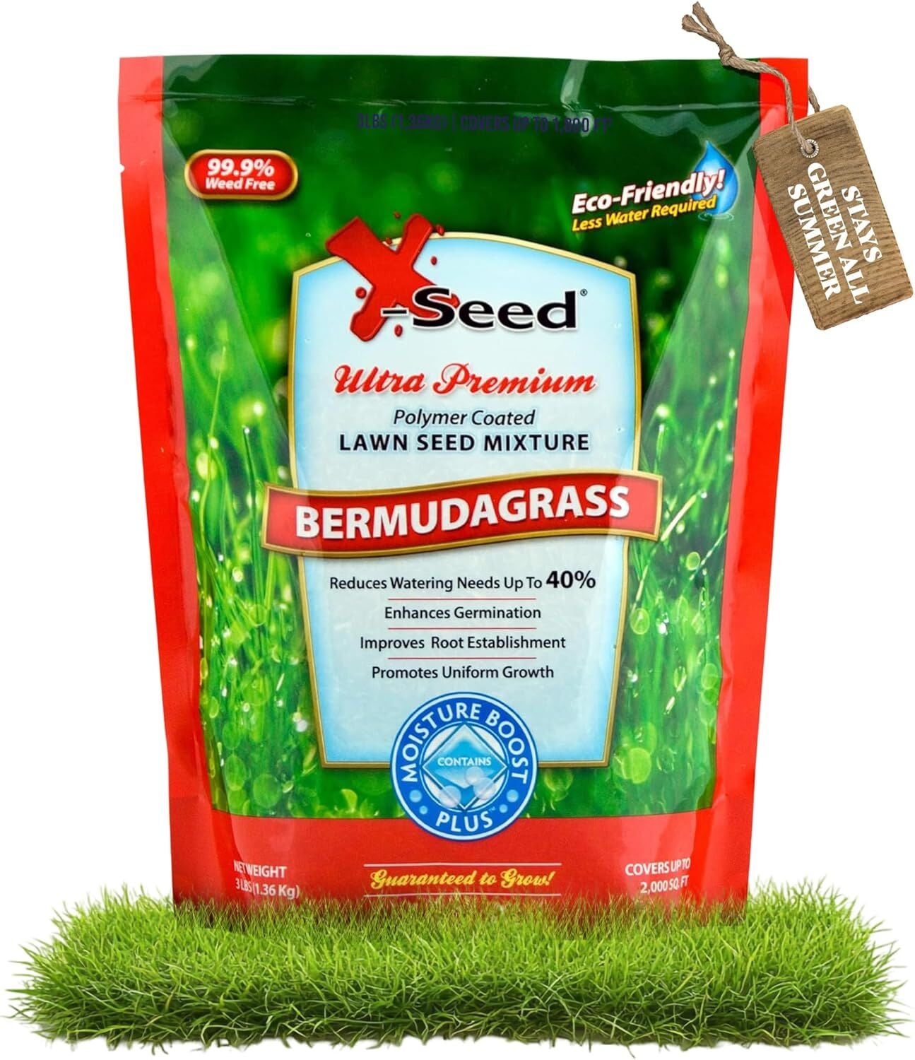 X-Seed Moisture Boost Plus Ultra-Premium Bermudagrass Lawn Seed Mixture, 3 lb.