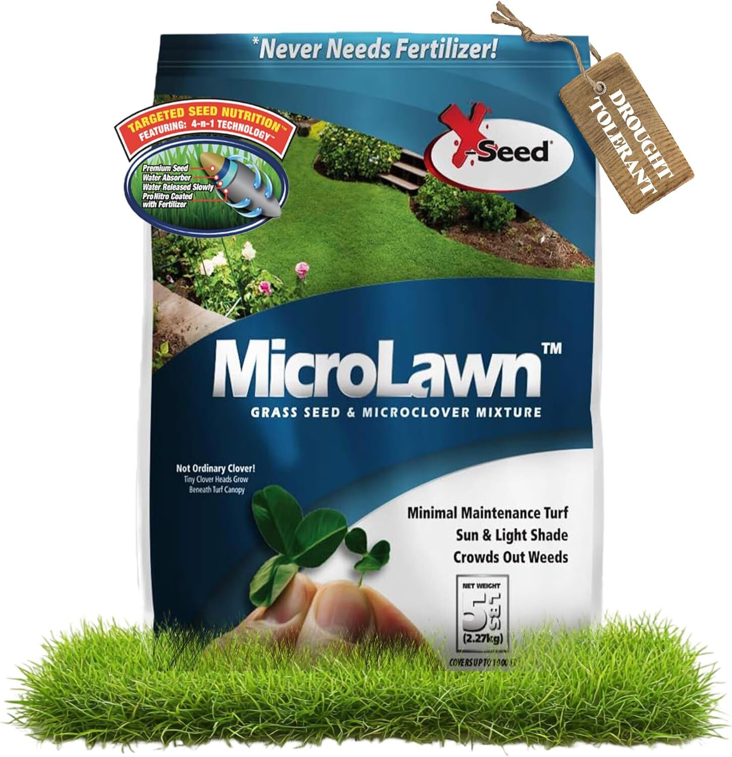 X-Seed Microlawn Grass Seed & Microclover Mixture, 5-Lb