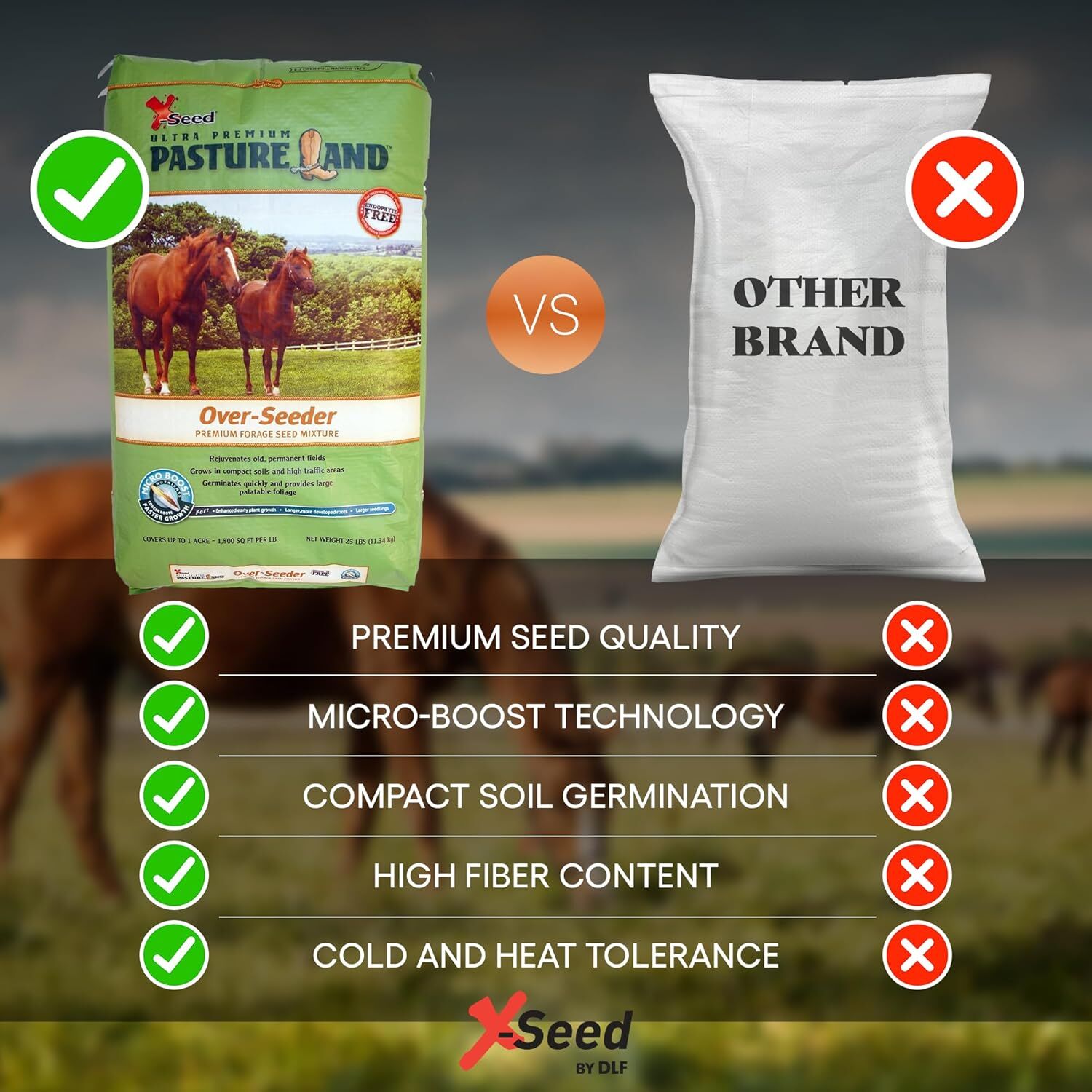 X-Seed Pastureland Over-Seeder South Premium Forage Seed Mix, 50-Lb