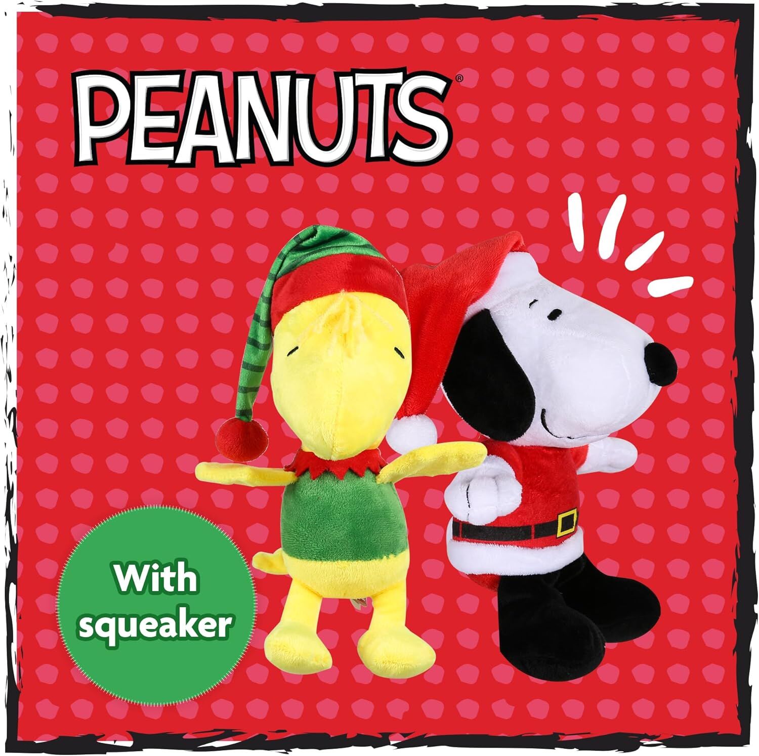 Peanuts For Pets Holiday Snoopy & Woodstock Plush Dog Toys, 12-In