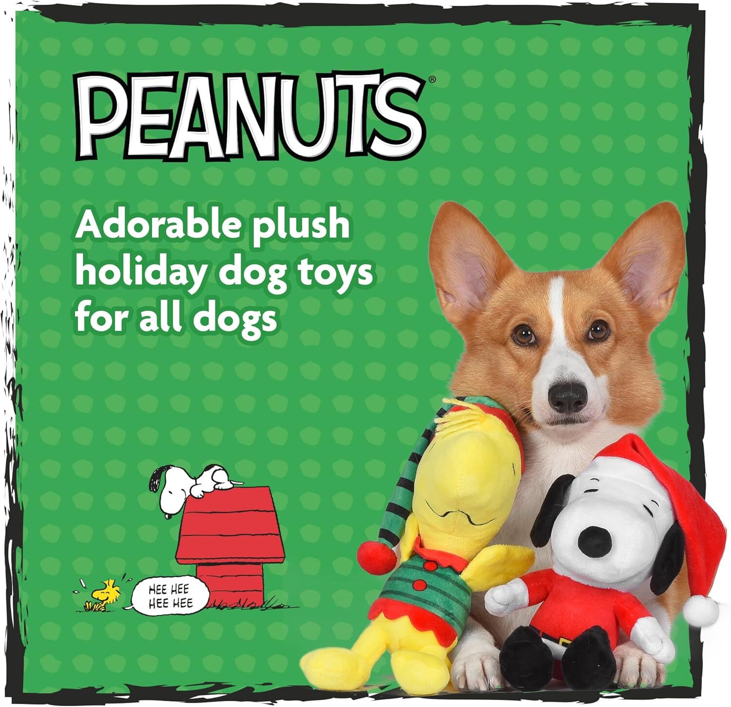 Peanuts For Pets Holiday Snoopy & Woodstock Plush Dog Toys, 12-In