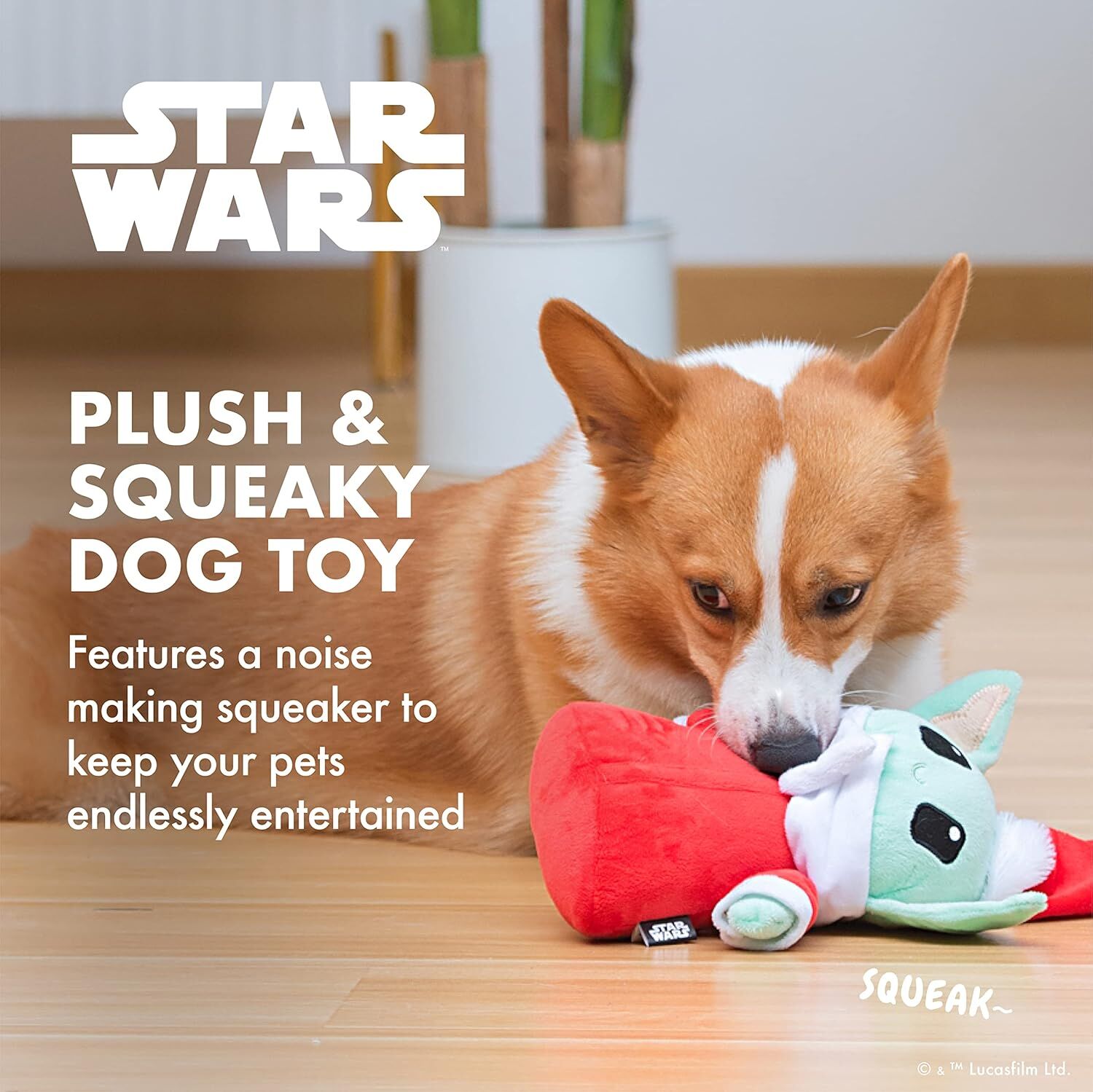 Disney Star Wars For Pets Holiday Grogu Plush Dog Toy, 6-In