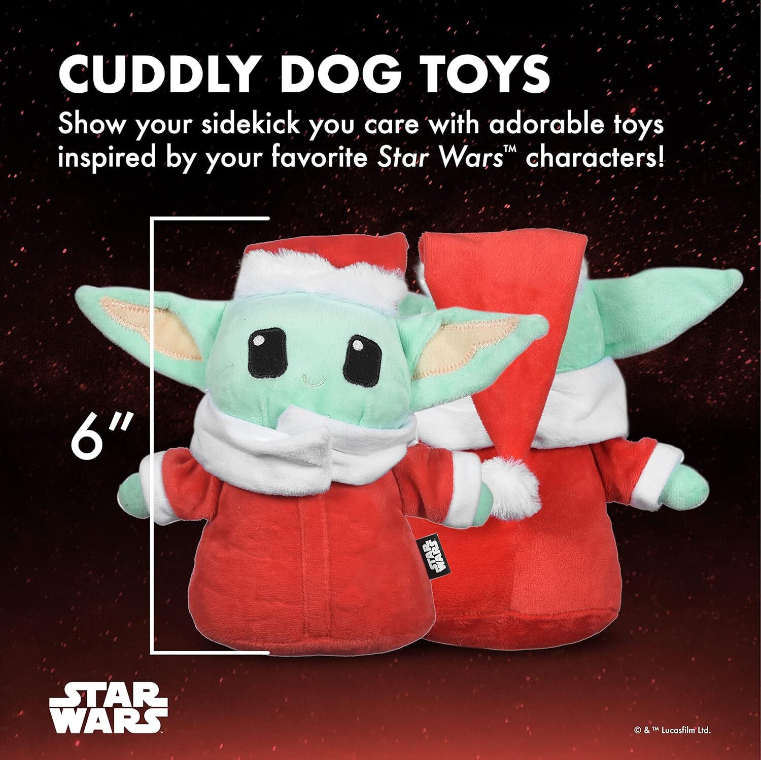 Disney Star Wars For Pets Holiday Grogu Plush Dog Toy, 6-In