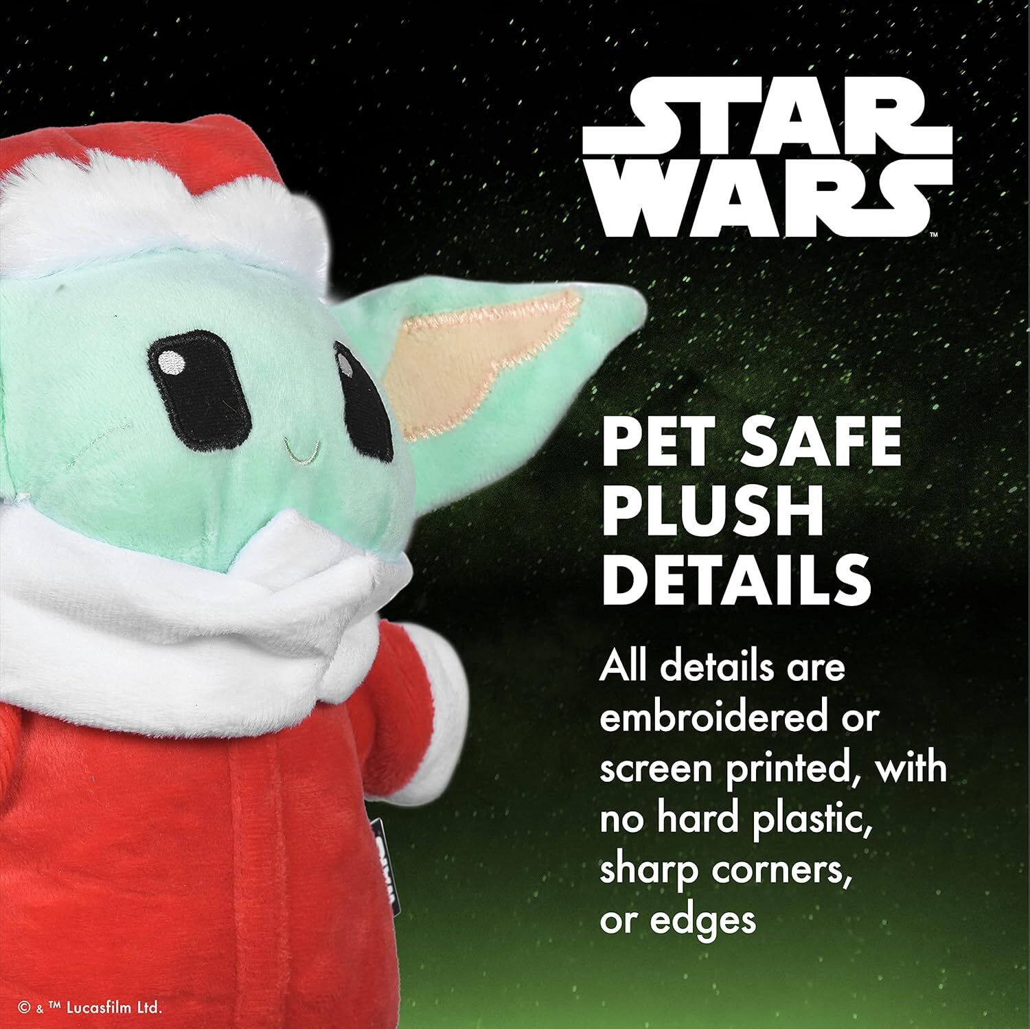 Disney Star Wars For Pets Holiday Grogu Plush Dog Toy, 6-In