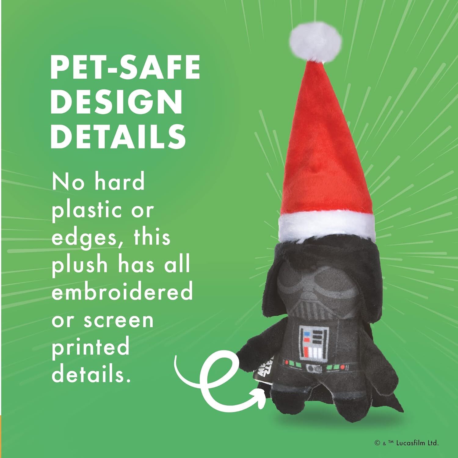 Disney Star Wars For Pets Holiday Darth Vader Plush Dog Toy, 6-In