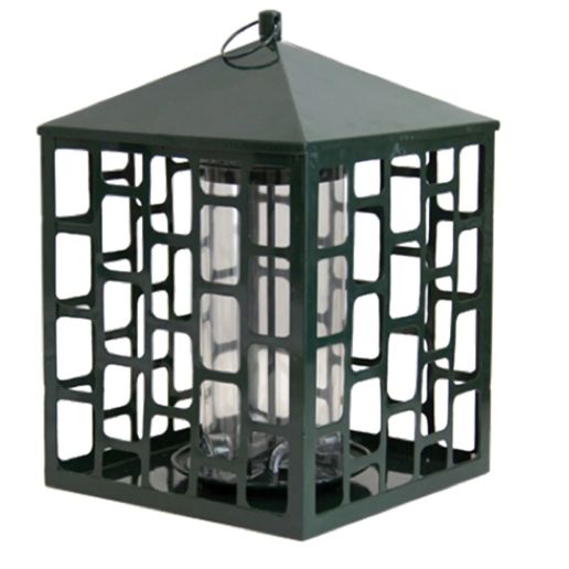 Heath Outdoor Green Square Squirrel-Resistant Caged Tube Bird Feeder