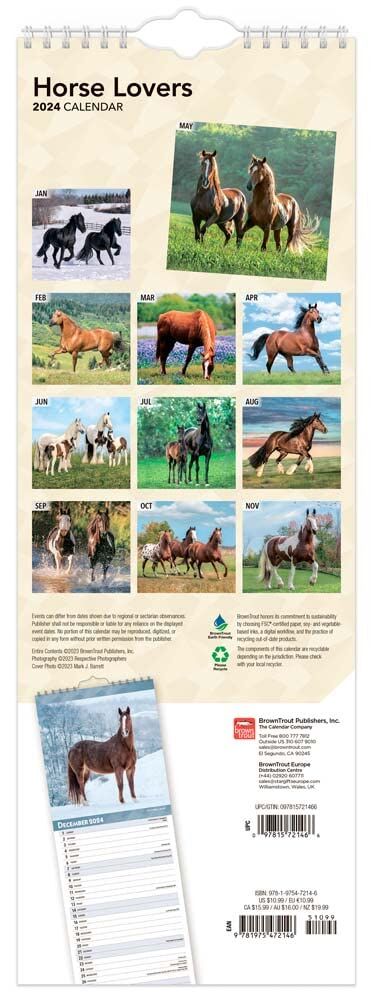 Brown Trout Publisher 2024 Horse Lovers Horse Lovers, 6.75-In x 16.5-In