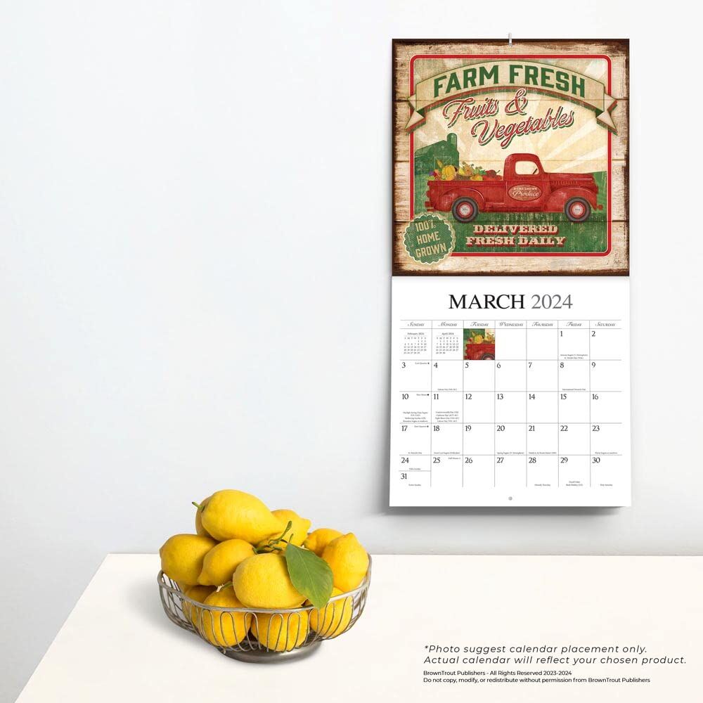 Brown Trout Publisher 2024 Farmer's Market Monthly Square Wall Calendar, 12-In x 24-In