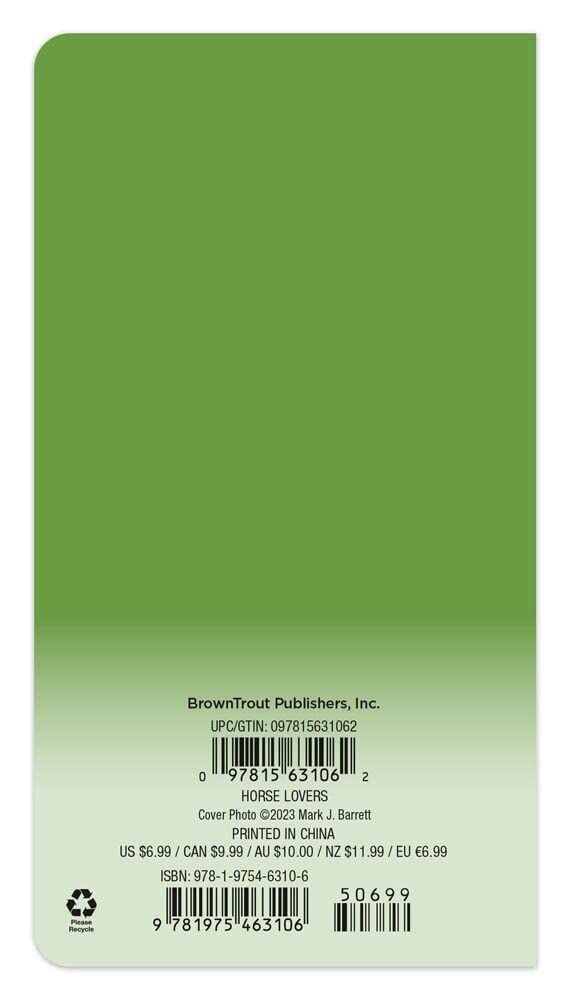 Brown Trout Publisher 2024-2025 Horse Lovers Monthly Pocket Planner Calendar, 3.5-In x 6.5-In