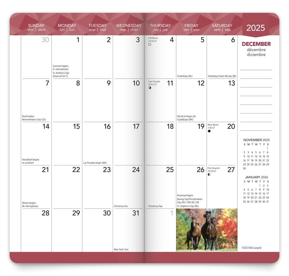 Brown Trout Publisher 2024-2025 Horse Lovers Monthly Pocket Planner Calendar, 3.5-In x 6.5-In