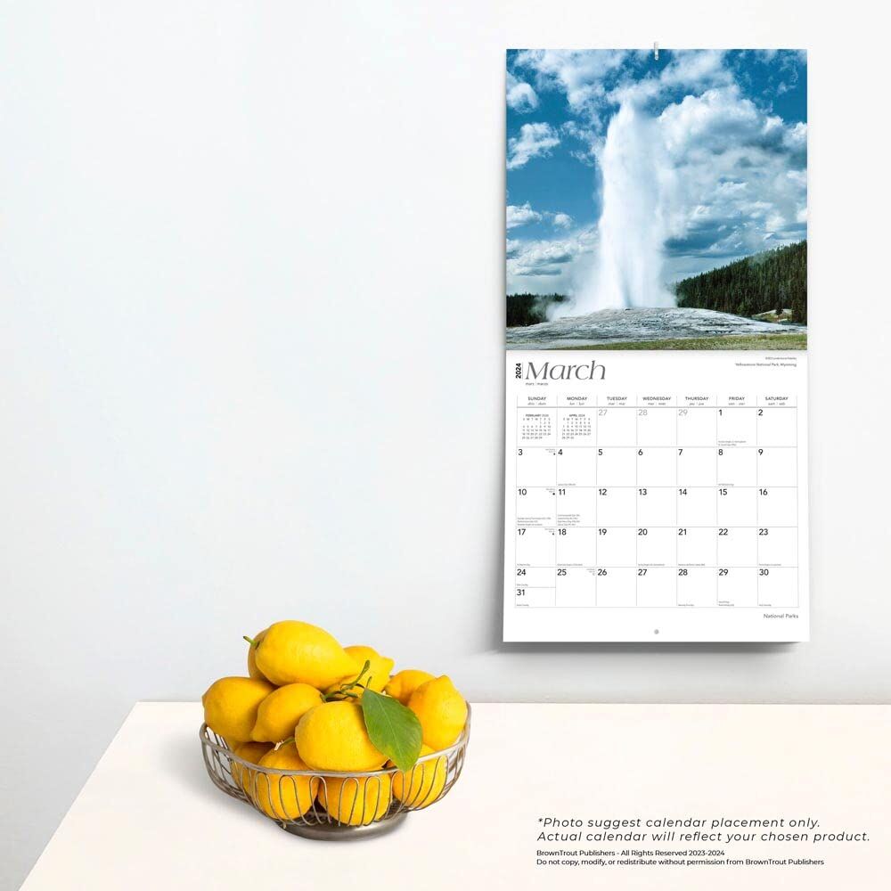 Brown Trout Publisher 2024 National Parks Monthly Square Wall Calendar, 12-In x 24-In