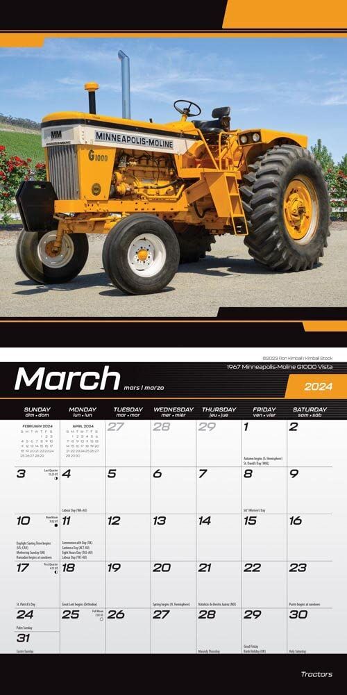 Brown Trout Publisher 2024 Tractors Monthly Mini Wall Calendar, 7-In x 14-In