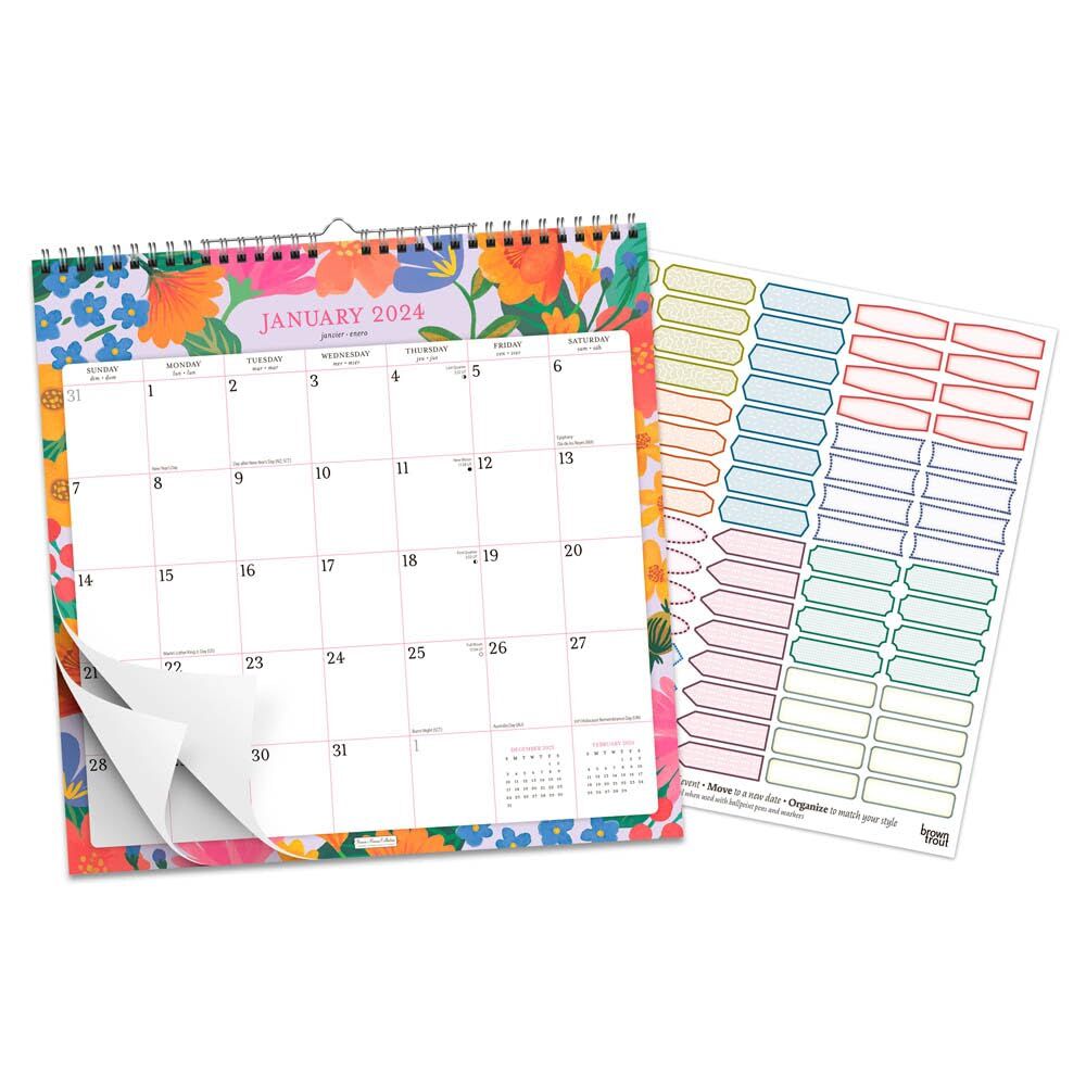 Brown Trout Publisher 2024 Bonnie Marcus Monthly Square Wire-O Calendar, 12-In x 12-In