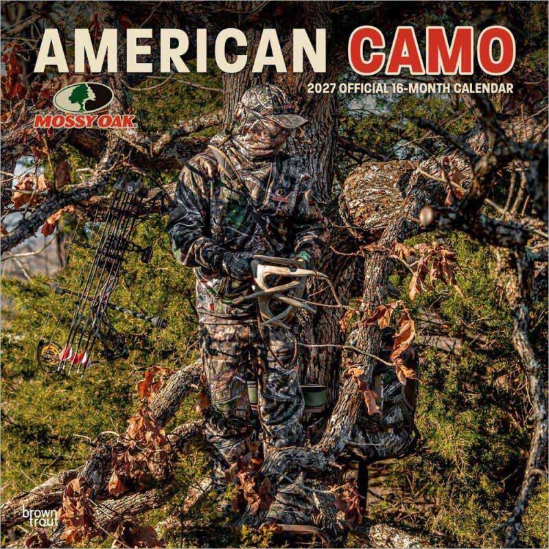 Brown Trout Publishers Mossy Oak American Camo 2027 Monthly Square Wall Calendar, 12 in. x 24 in.