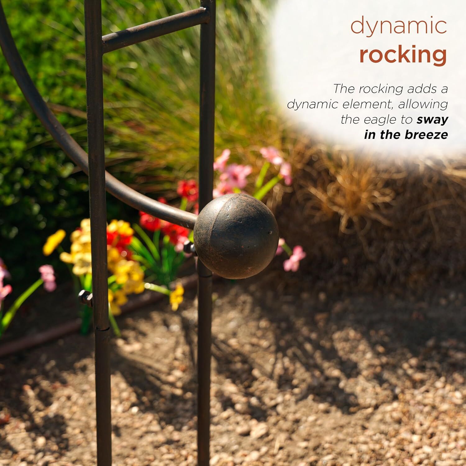 Alpine  Metal Rocking Eagle Patriotic Decor Garden Stake, 56-In