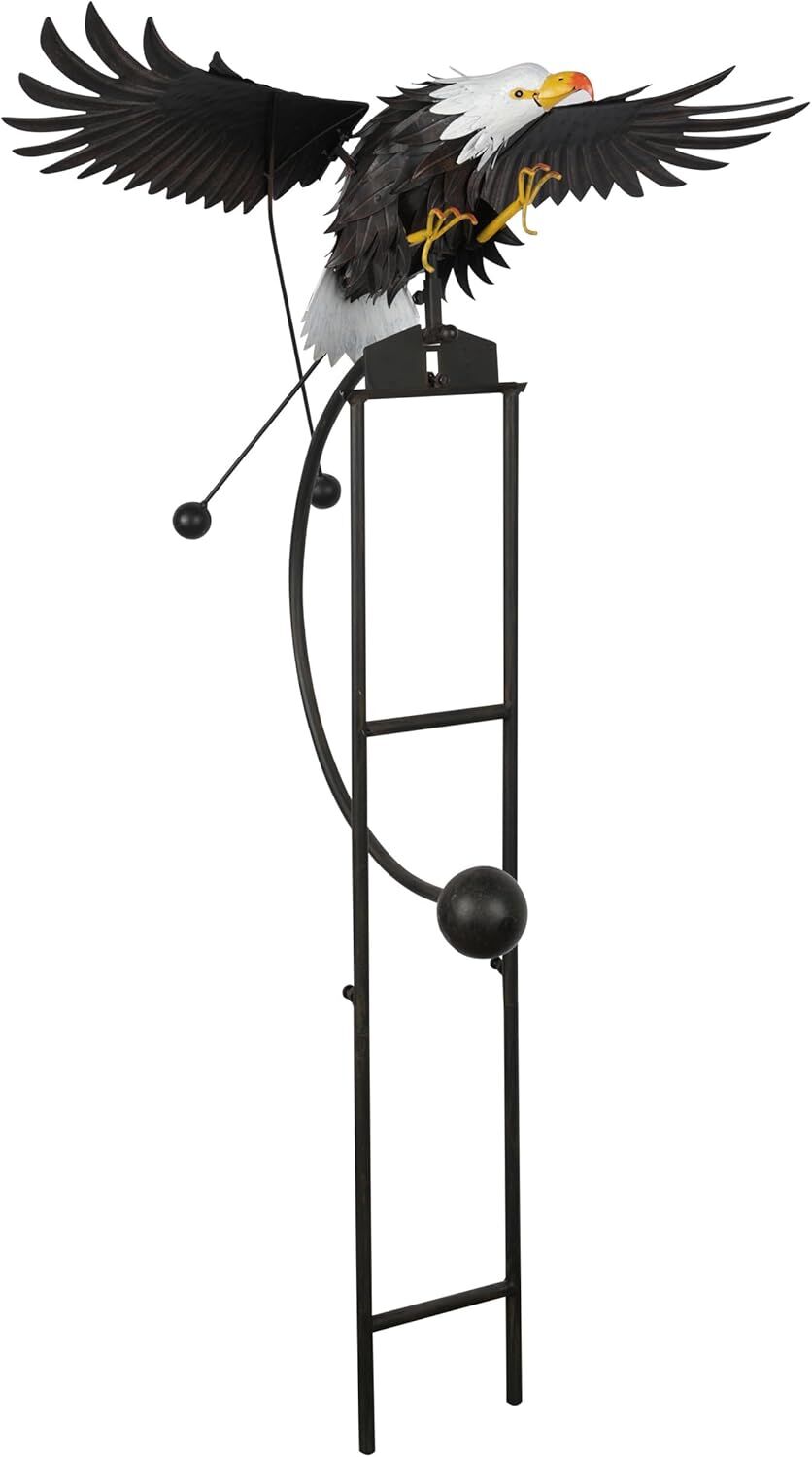 Alpine  Metal Rocking Eagle Patriotic Decor Garden Stake, 56-In