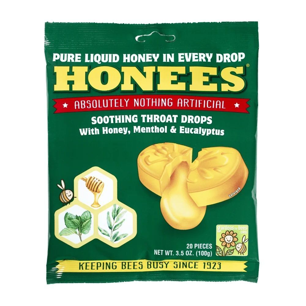 Honees Honey Menthol Eucalyptus Drops, 20-Pc